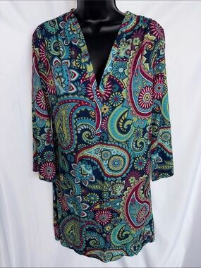 NWT made with love brand paisley floral turquoise/green/red/blue midi dress